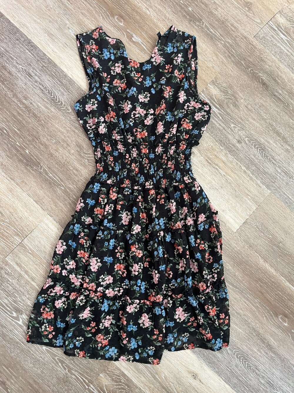 Floral Fitted Waist Flowy Ruffle Mini Dress